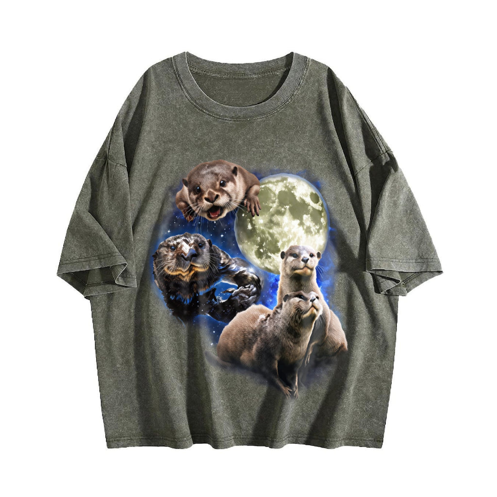 Otters In Galaxy Vintage Washed T-Shirt product image 4