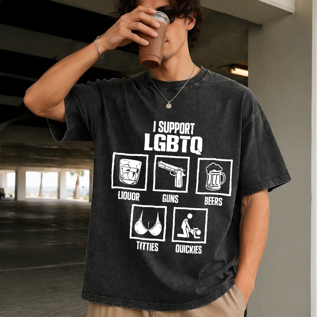 I Support Lgbtq Vintage Washed T-Shirt product image 2
