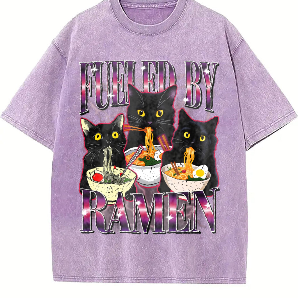 Fueled By Ramen Noodle Cat Vintage Washed T-Shirt product image 6