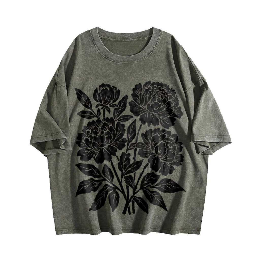 Linocut Flower Vintage Washed T-Shirt product image 4