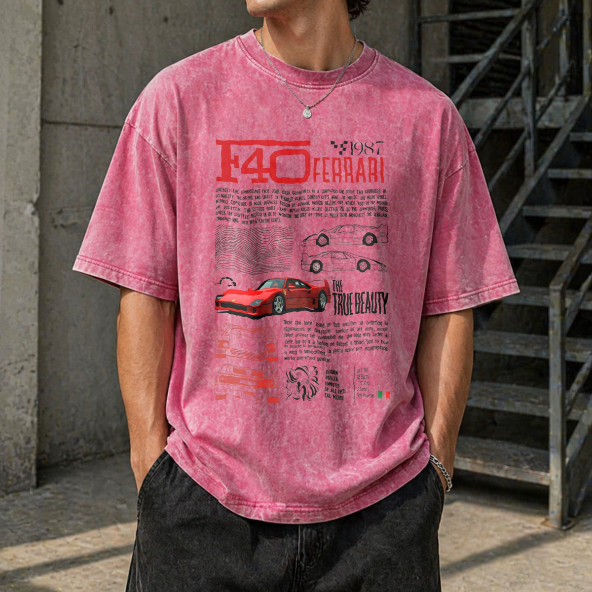 F40 Supercar Racing Vintage Washed T-Shirt product image 7
