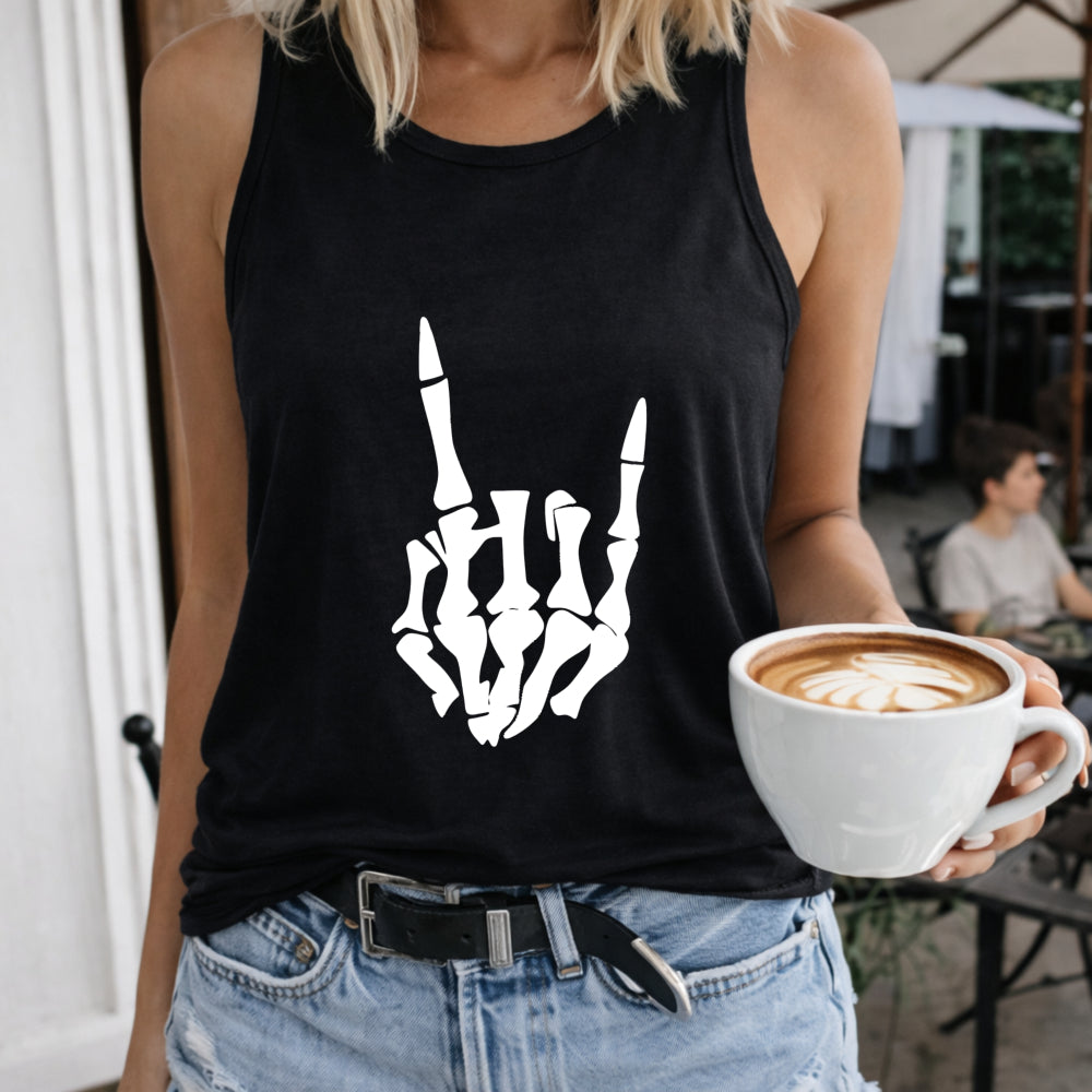 Cartoon Skeleton Finger Women's Tank Top