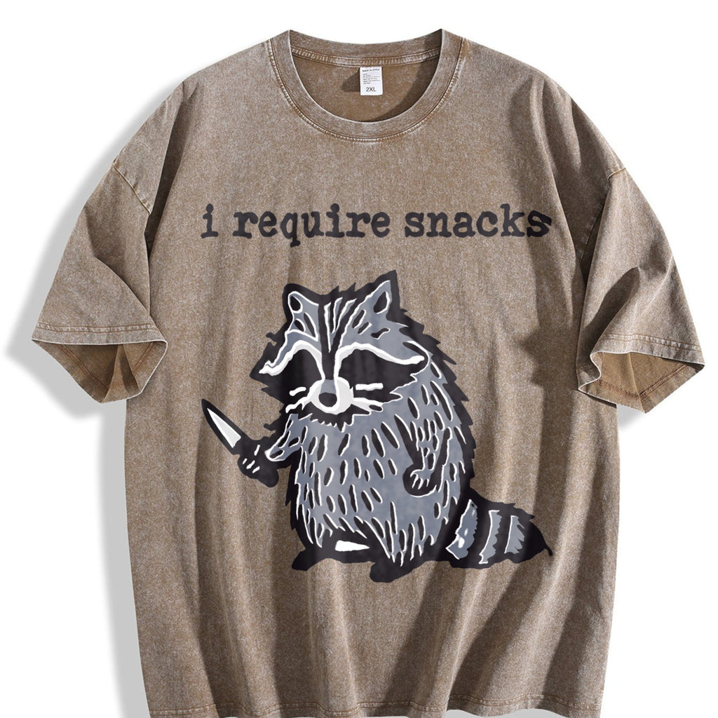 Winter Animal Snack Thief Raccoon Vintage Washed T-Shirt product image 3