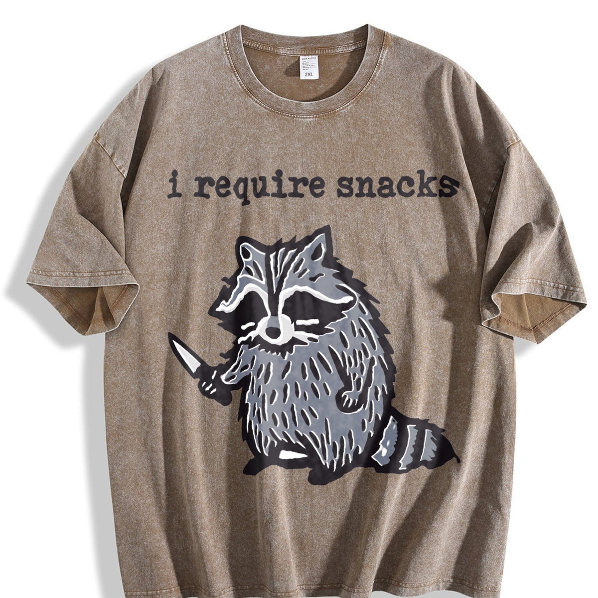Winter Animal Snack Thief Raccoon Vintage Washed T-Shirt product image 3