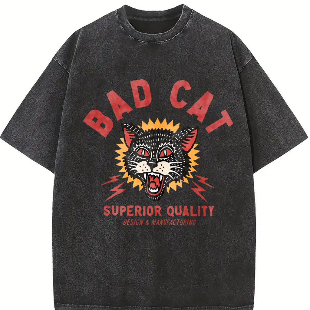 Bad Cat Pure Hip-hop Vintage Washed T-Shirt product image 2