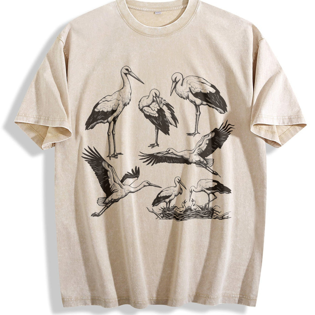 Stork Bird 90s Tattoo Vintage Washed T-Shirt product image 1