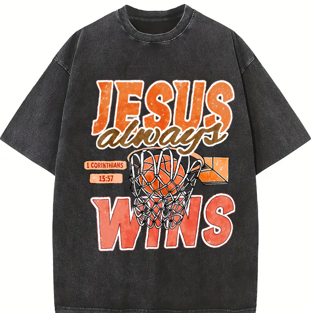 Always Wins Basketball Christian Faith Inspired Vintage product image 2
