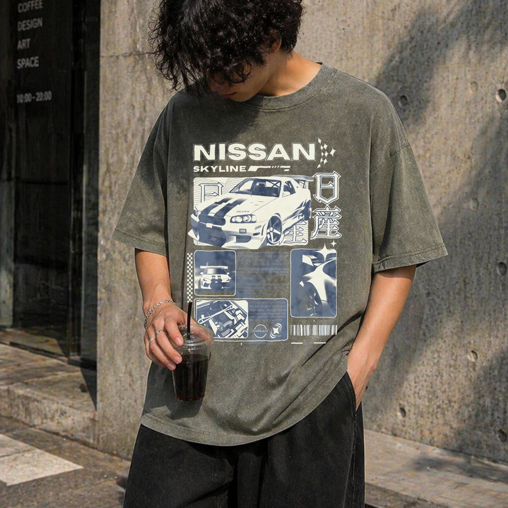 JDM Sports Car Denim Skyline Vintage Washed T-Shirt product image 4