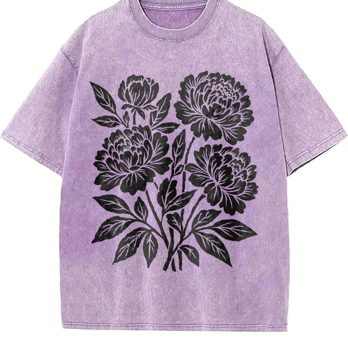 Linocut Flower Vintage Washed T-Shirt product image 6