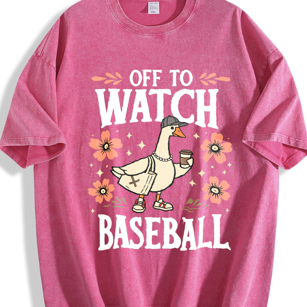 Off To Watch Baseball Goose Funny Silly Vintage Washed product image 5