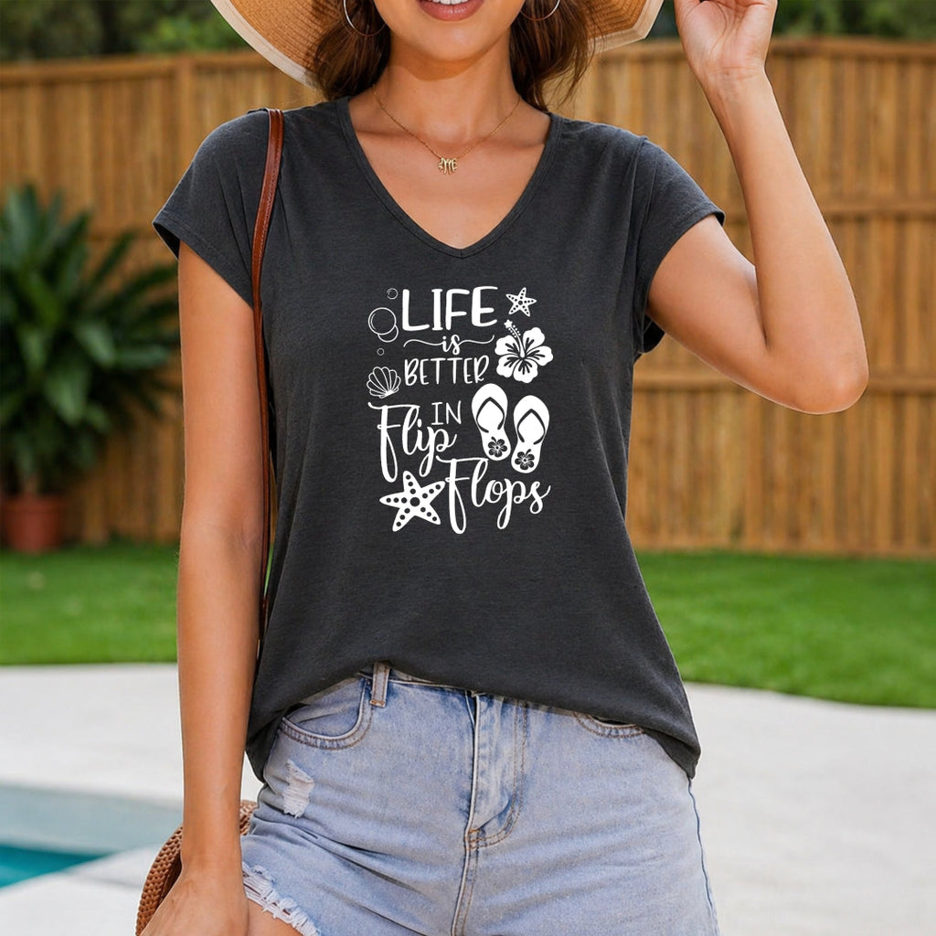 Standard Size 2026 Flip Flops Slogan Vacation Starfish Women's V-Neck Tank Top