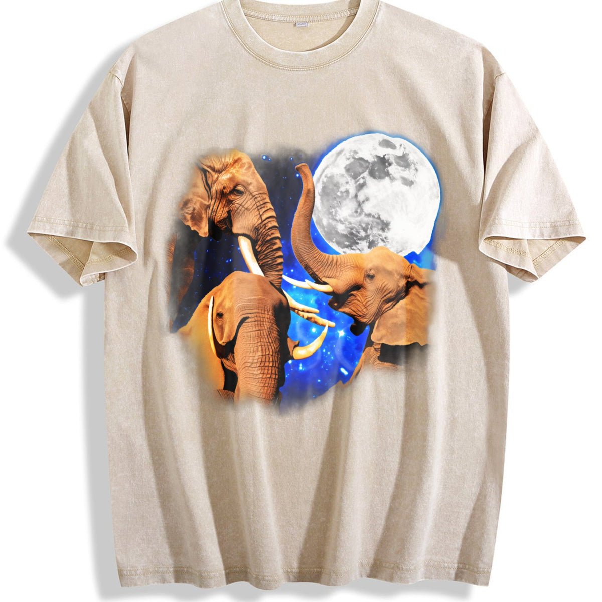 Three Elephants Moon 90s Vintage Washed T-Shirt product image 1