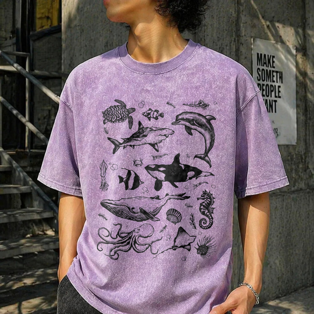 Sea Animal Tattoo Vintage Washed T-Shirt product image 6