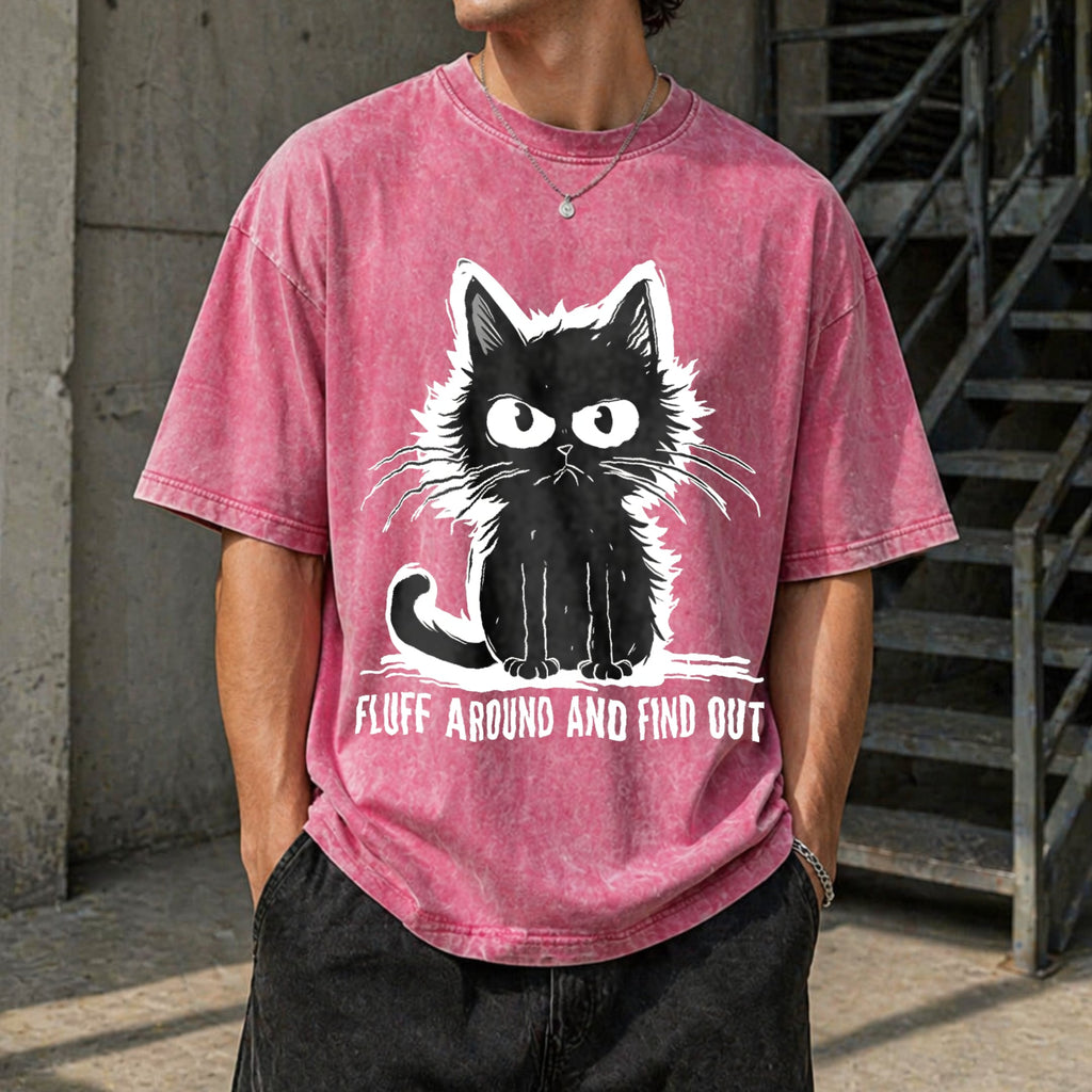 Funny Cat Fluff Around And Find Out Vintage Washed T-Shirt product image 7