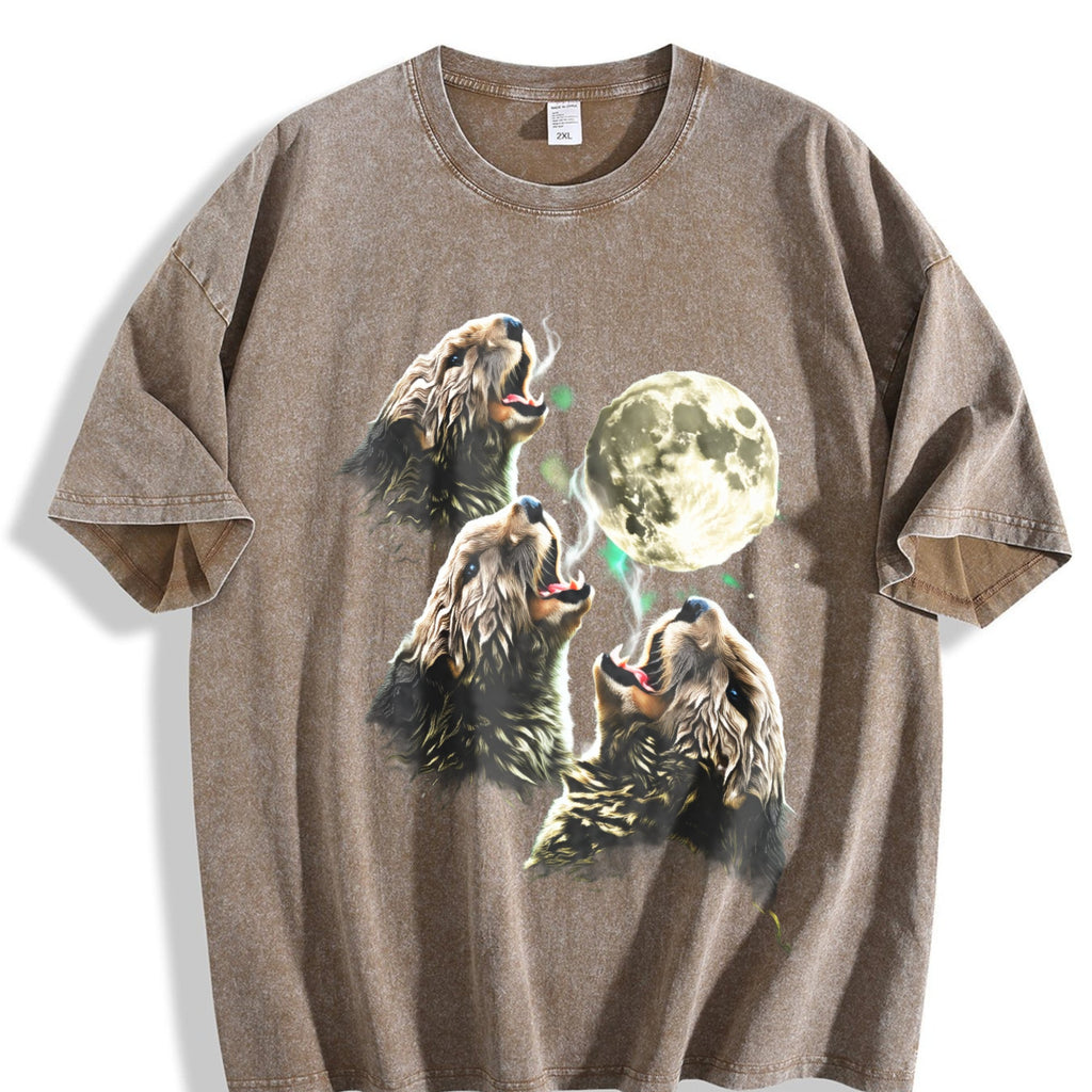 Otter Howling To Moon 90s Vintage Washed T-Shirt product image 3