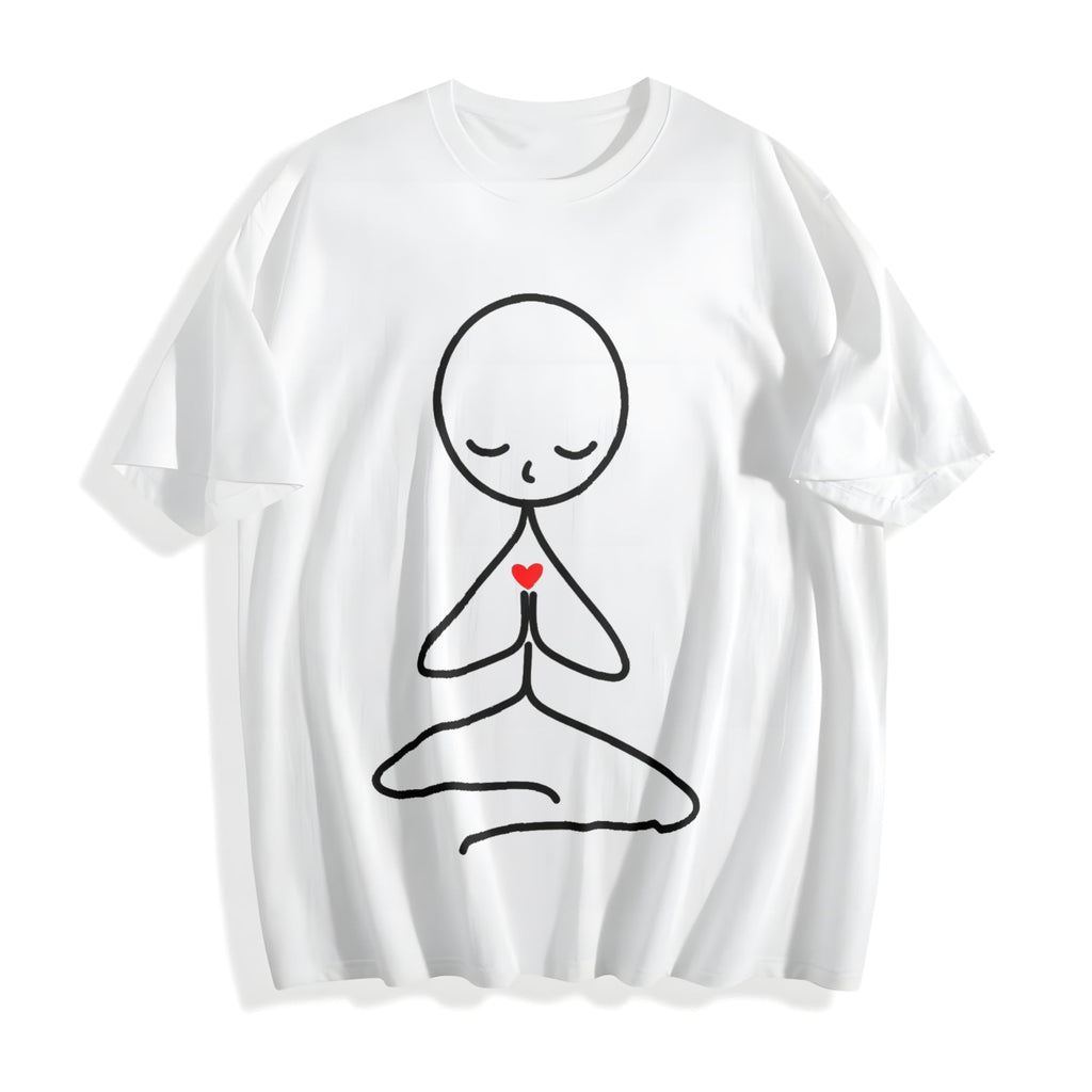 Stick Figure Meditating Winter Cotton T-Shirt product image 2