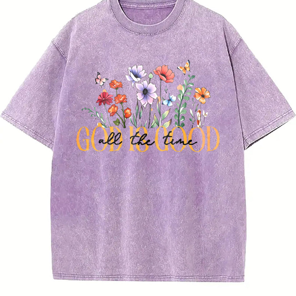 Summer God Is Good Floral Vintage Washed T-Shirt product image 6