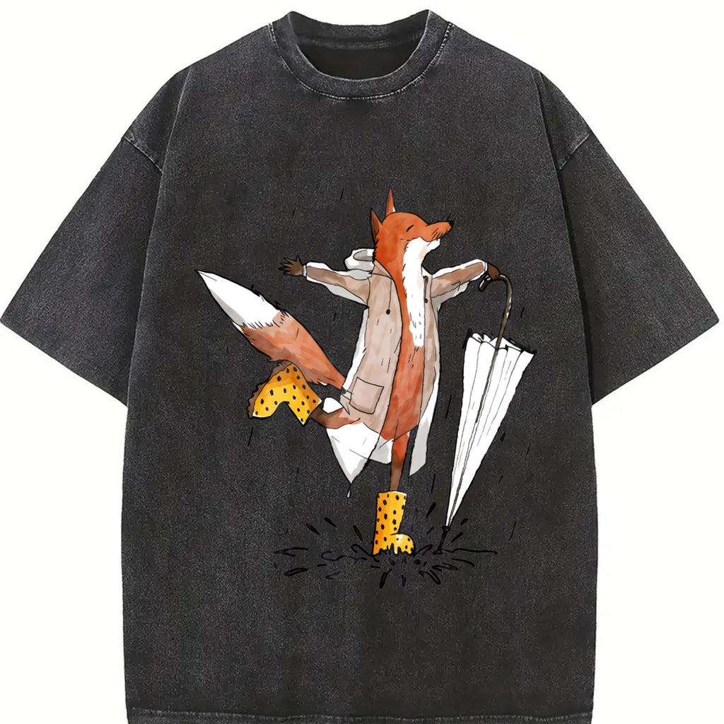 Fox In The Rain Vintage Washed T-Shirt product image 2