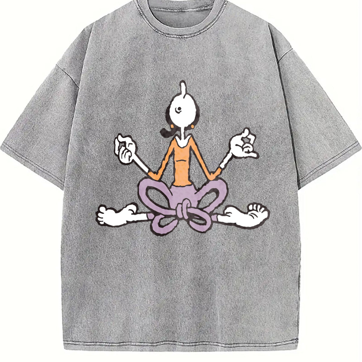 Cartoon Yoga Meditating Vintage Washed T-Shirt product image 5