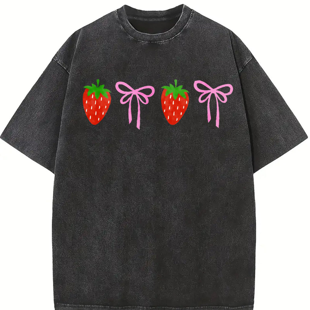 Strawberry Bow Vintage Washed T-Shirt product image 2