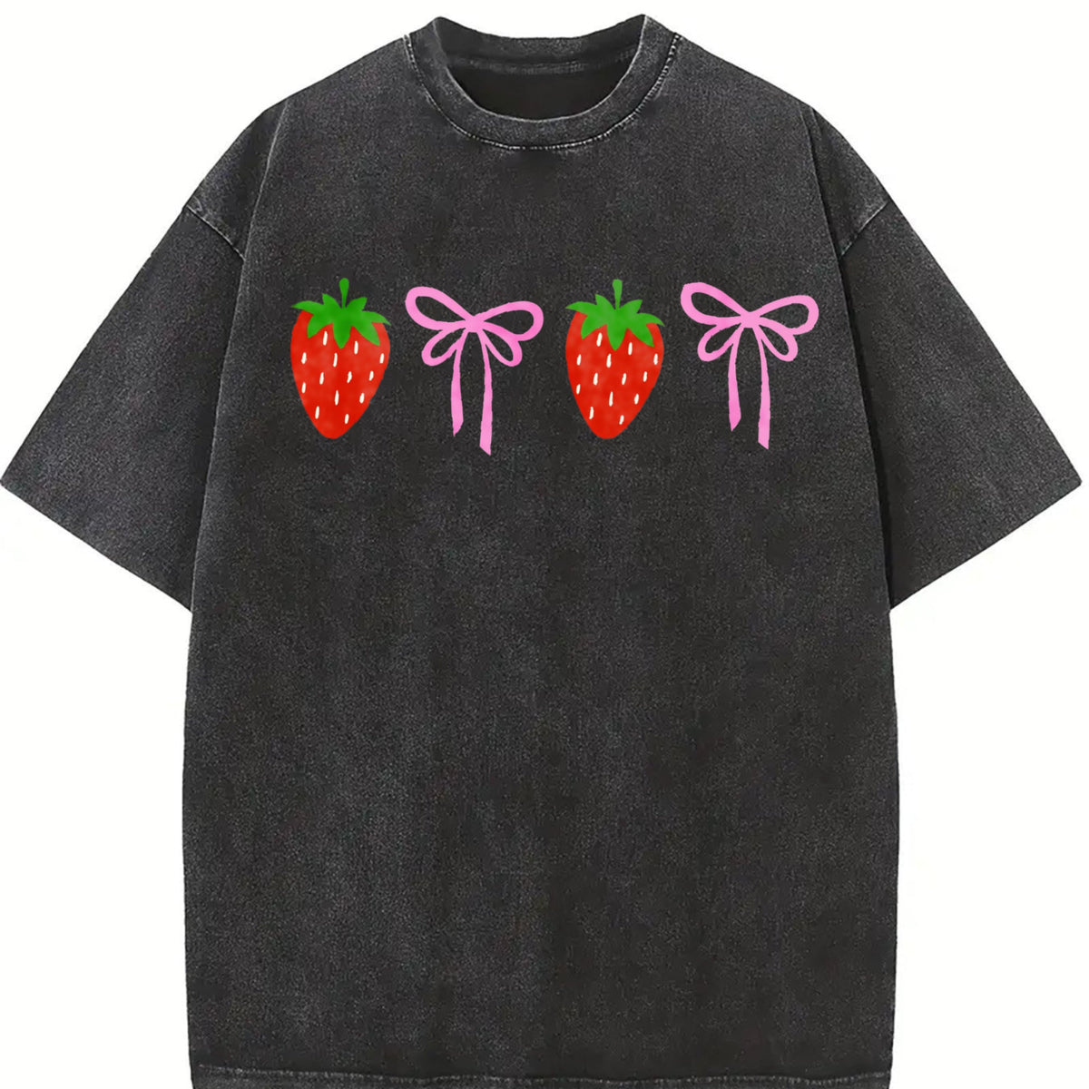 Strawberry Bow Vintage Washed T-Shirt product image 2