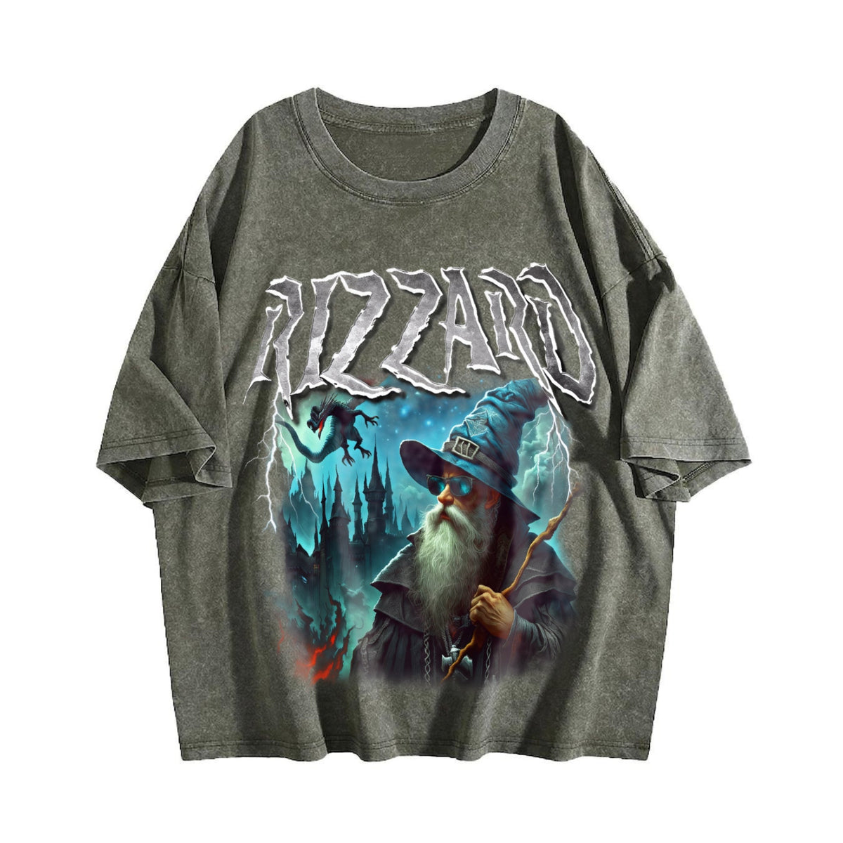 Rizzard Fantasy Wizard Vintage Washed T-Shirt product image 4