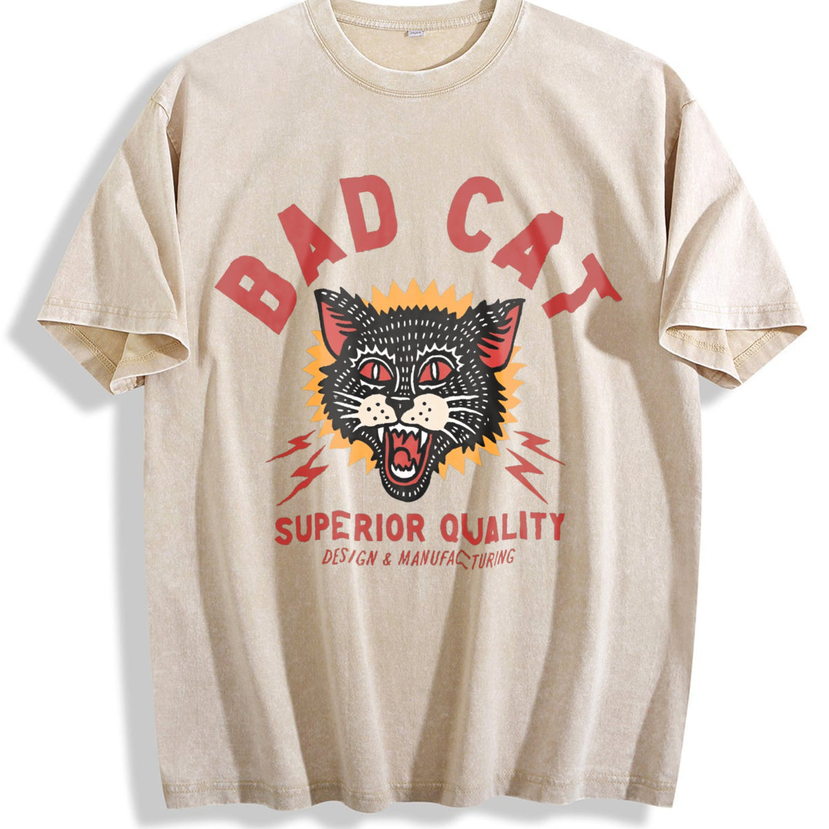 Bad Cat Pure Hip-hop Vintage Washed T-Shirt product image 1
