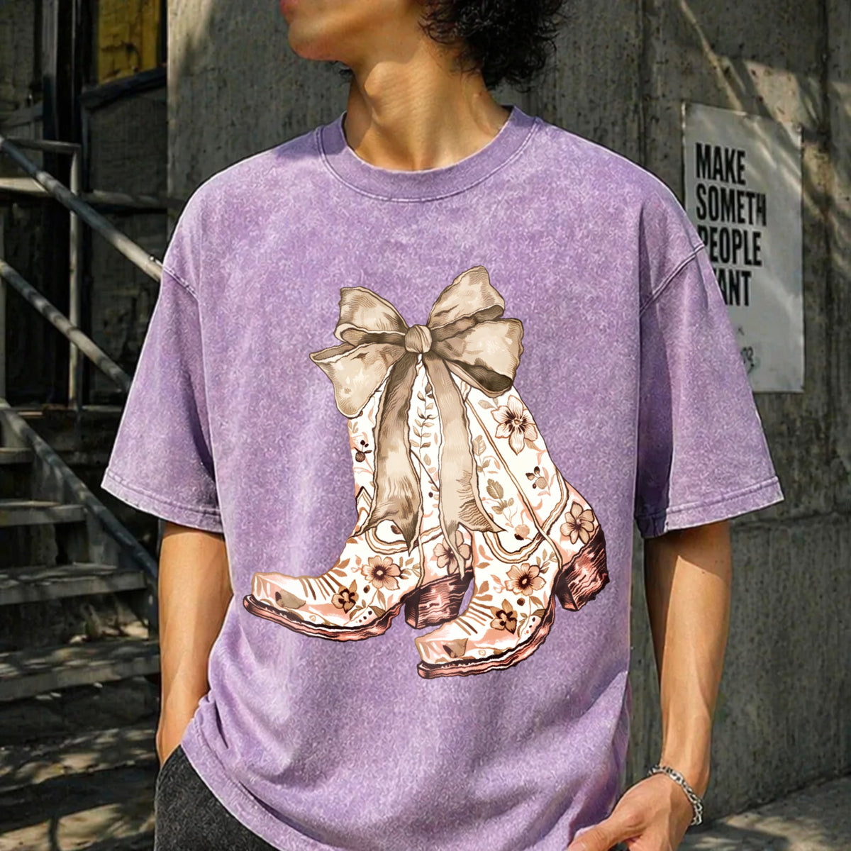 Cowgirl Chinoiserie Floral Boot Vintage Washed T-Shirt product image 6