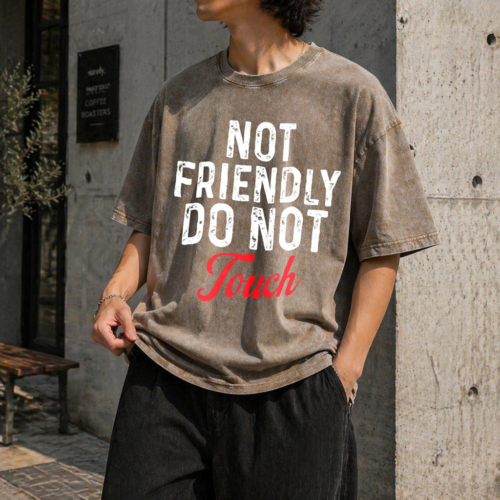 Not Friendly Do Touch Humorous Black Summer Vintage Washed product image 3