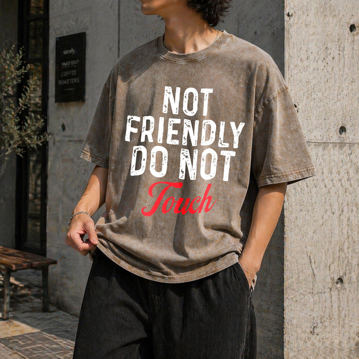 Not Friendly Do Touch Humorous Black Summer Vintage Washed product image 3