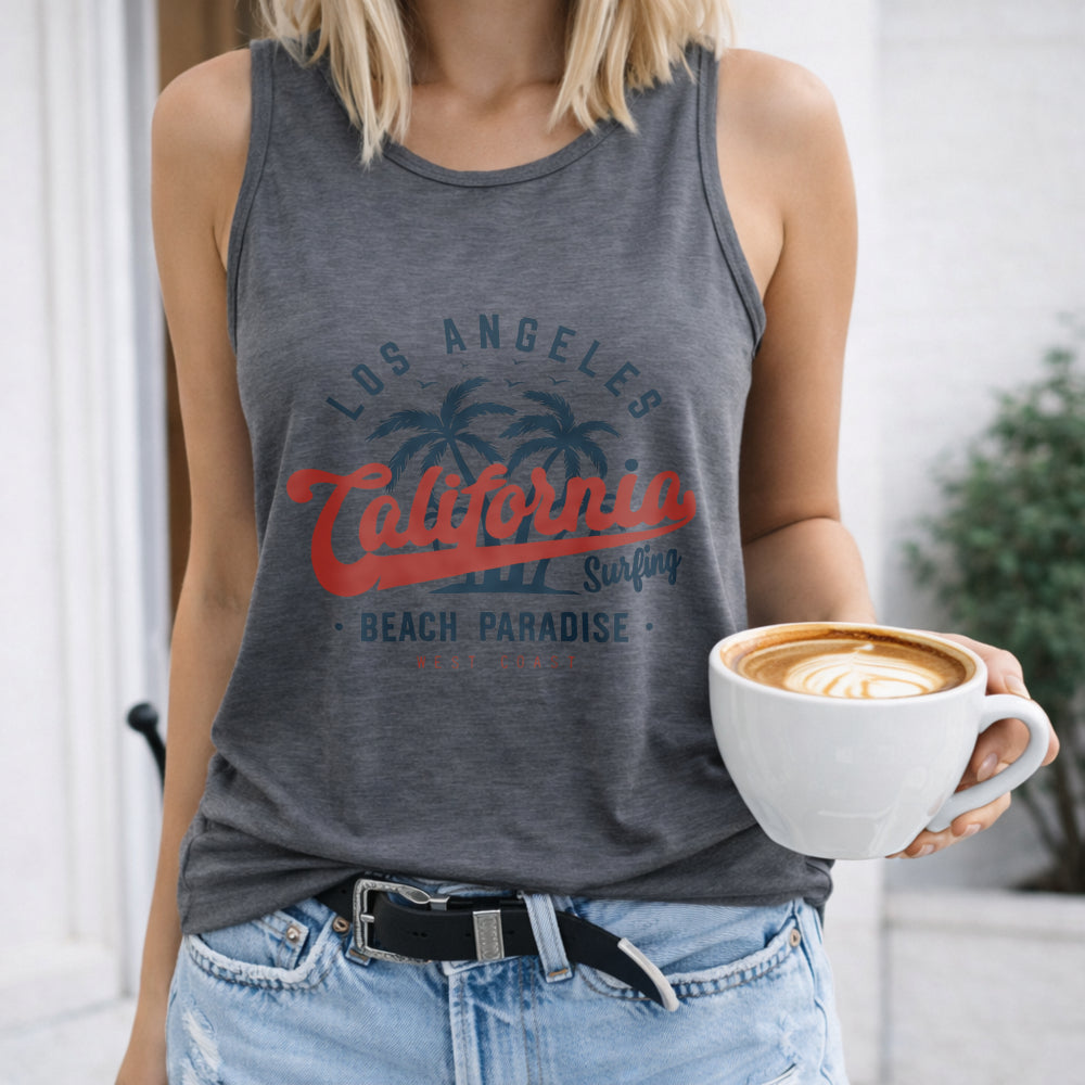 Los Angeles Letters And Palm Tree Women's Tank Top