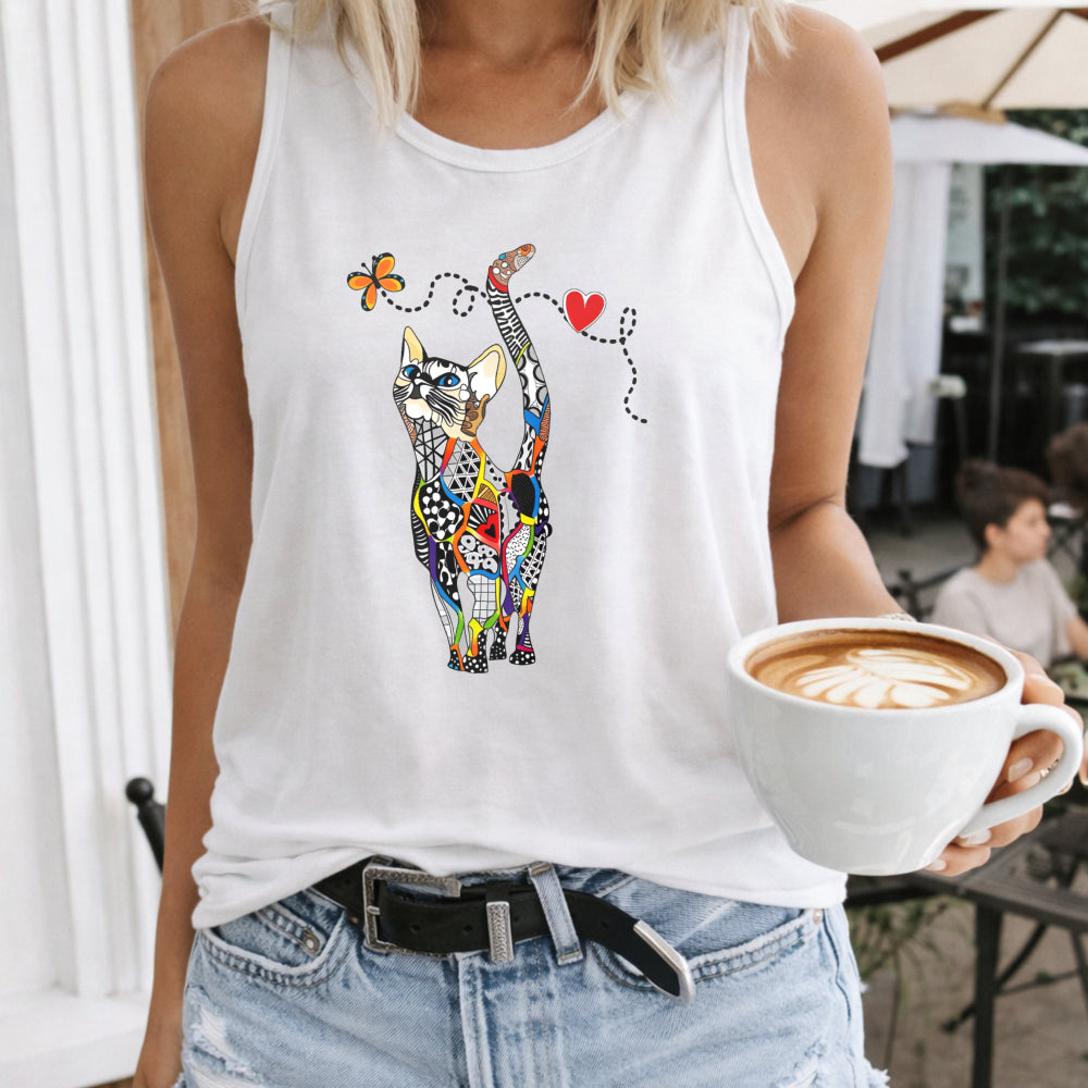 Cat & Floral - Summer Women's Tank Top