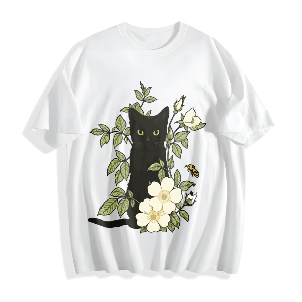 Animal Floral Cat Summer Cotton T-Shirt product image 2