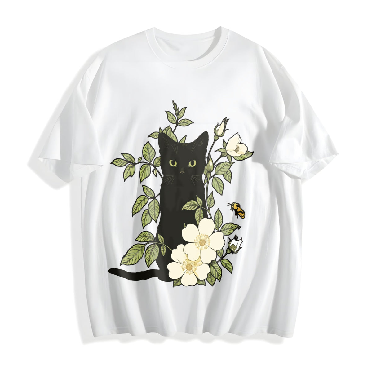 Animal Floral Cat Summer Cotton T-Shirt product image 2