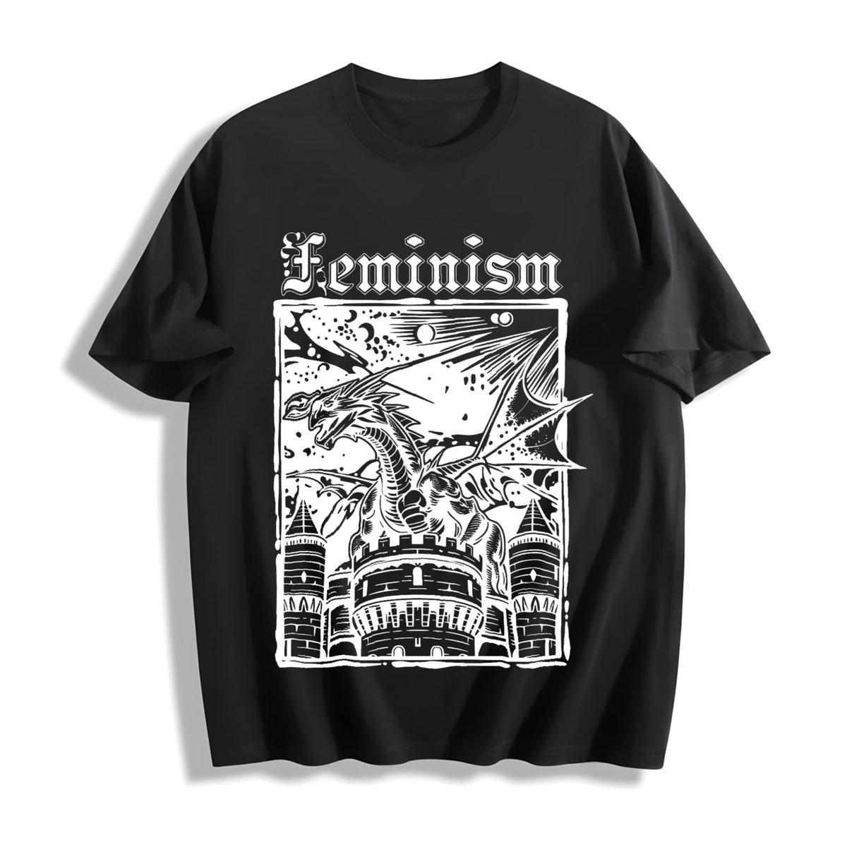 Feminism Dragon - - Castle - Funny Activism - Cotton T-Shirt product image 1
