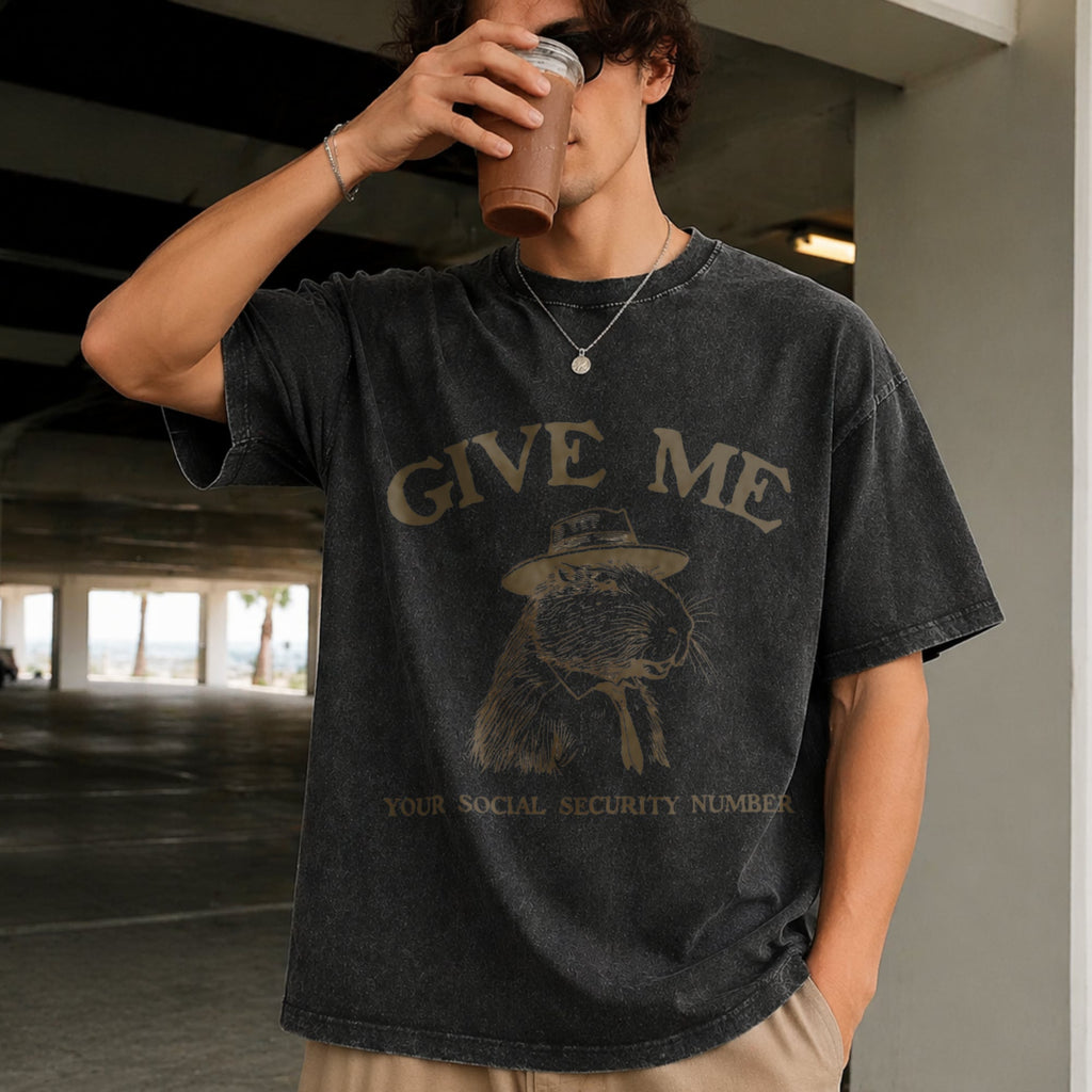 Give Me Your Social Capybara Vintage Washed T-Shirt product image 2