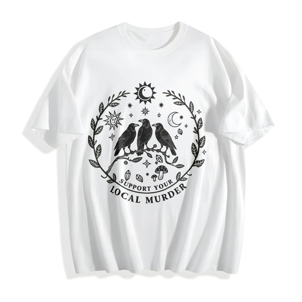 Support Your Local Murder For Crow Lovers Cotton T-Shirt product image 2