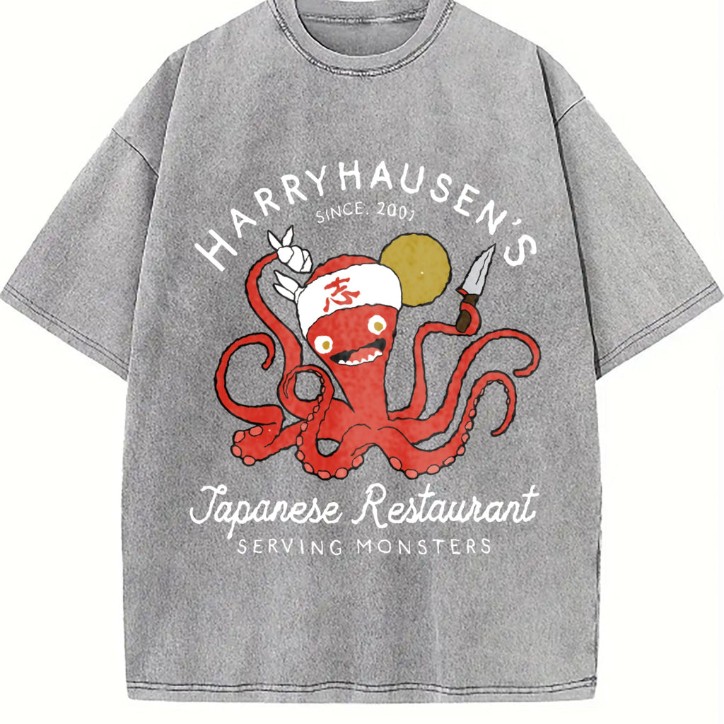 Summer With Octopus Vintage Washed T-Shirt product image 5
