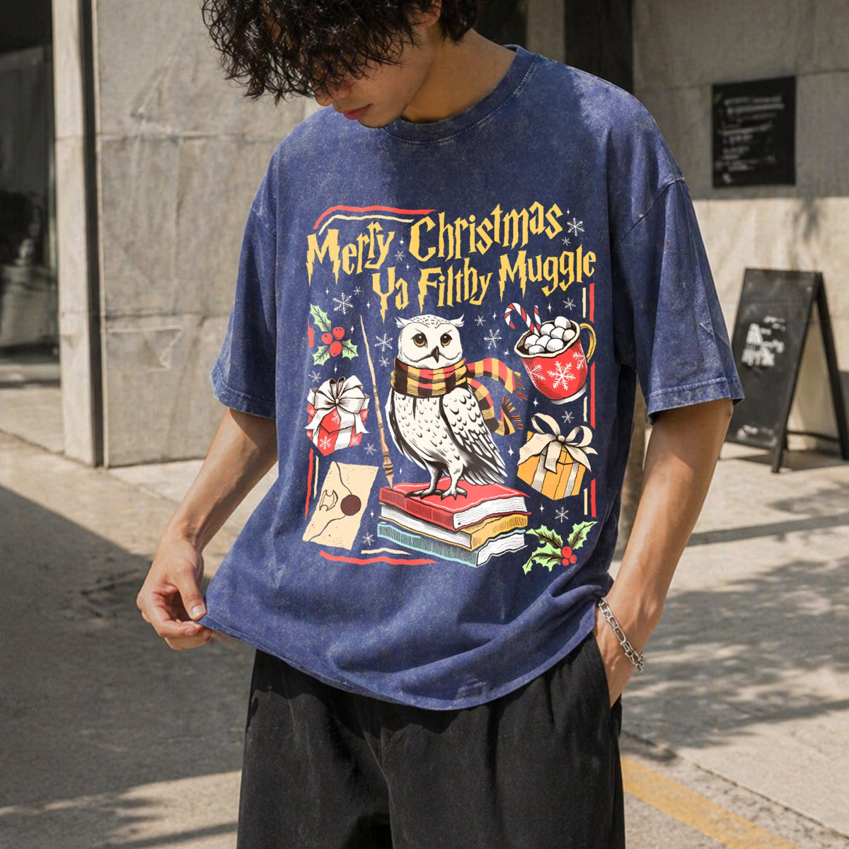 Merry Christmas Ya Filthy Wizard Holiday Vintage Washed product image 8
