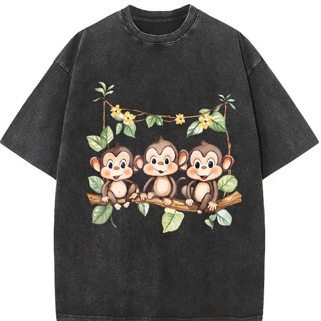 Summer : With Three Monkeys On Branch Yellow Flowers product image 2