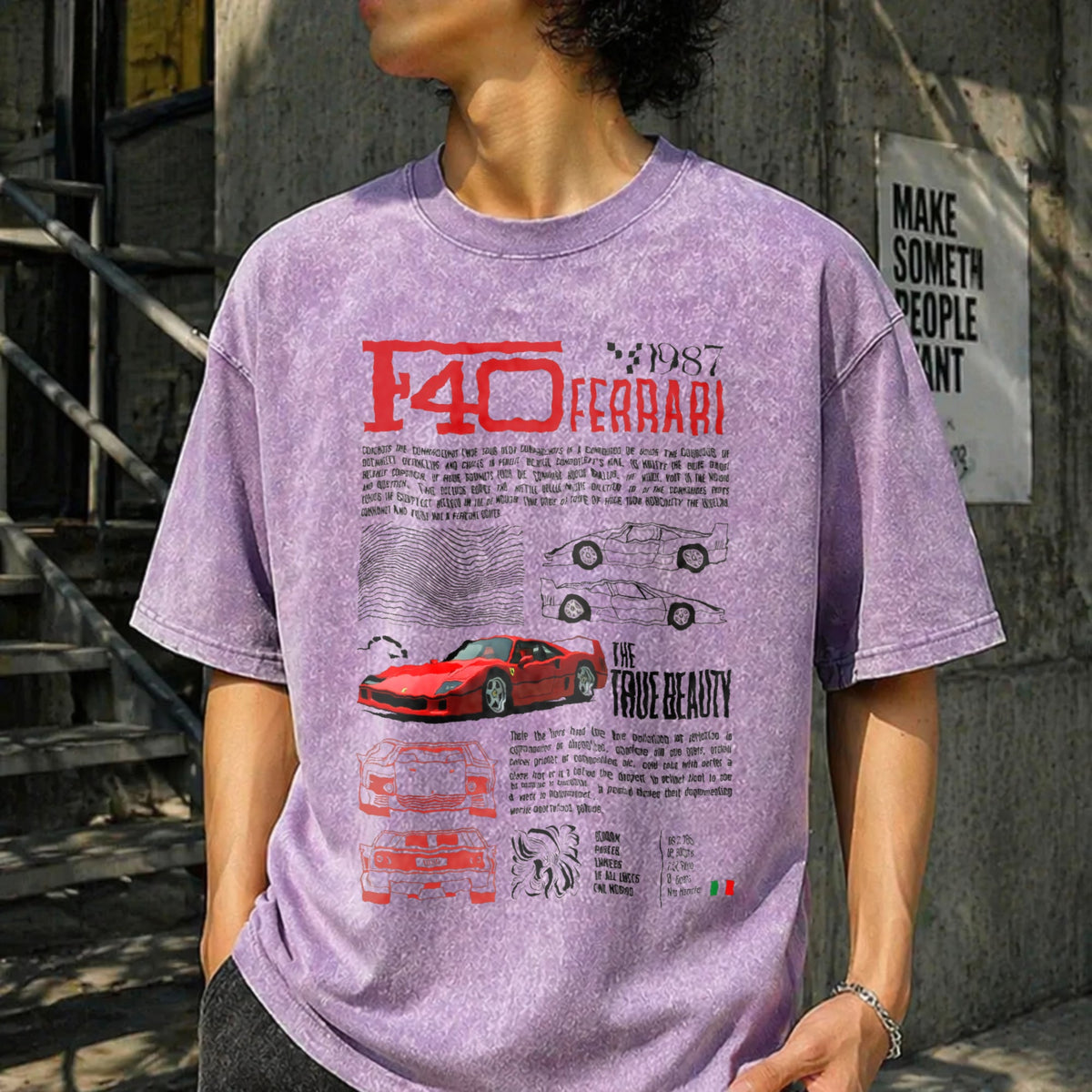 F40 Supercar Racing Vintage Washed T-Shirt product image 6