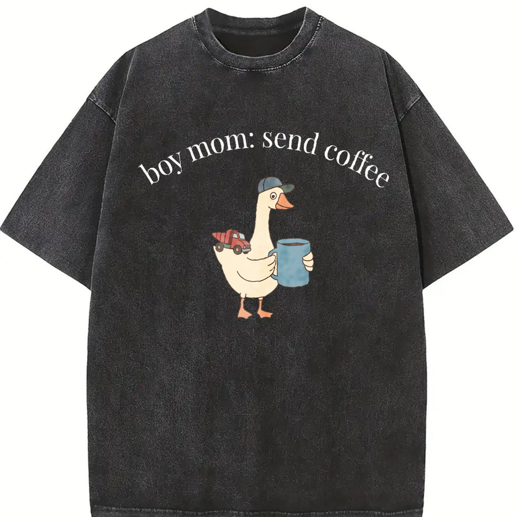 Boy Mom: Send Coffee Vintage Washed T-Shirt product image 2
