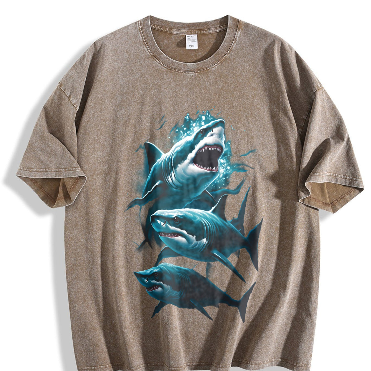 Three Sharks Vintage Washed T-Shirt product image 3