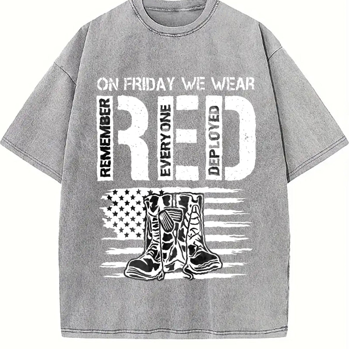 Military Support - US Flag & Red Friday Vintage Washed product image 5