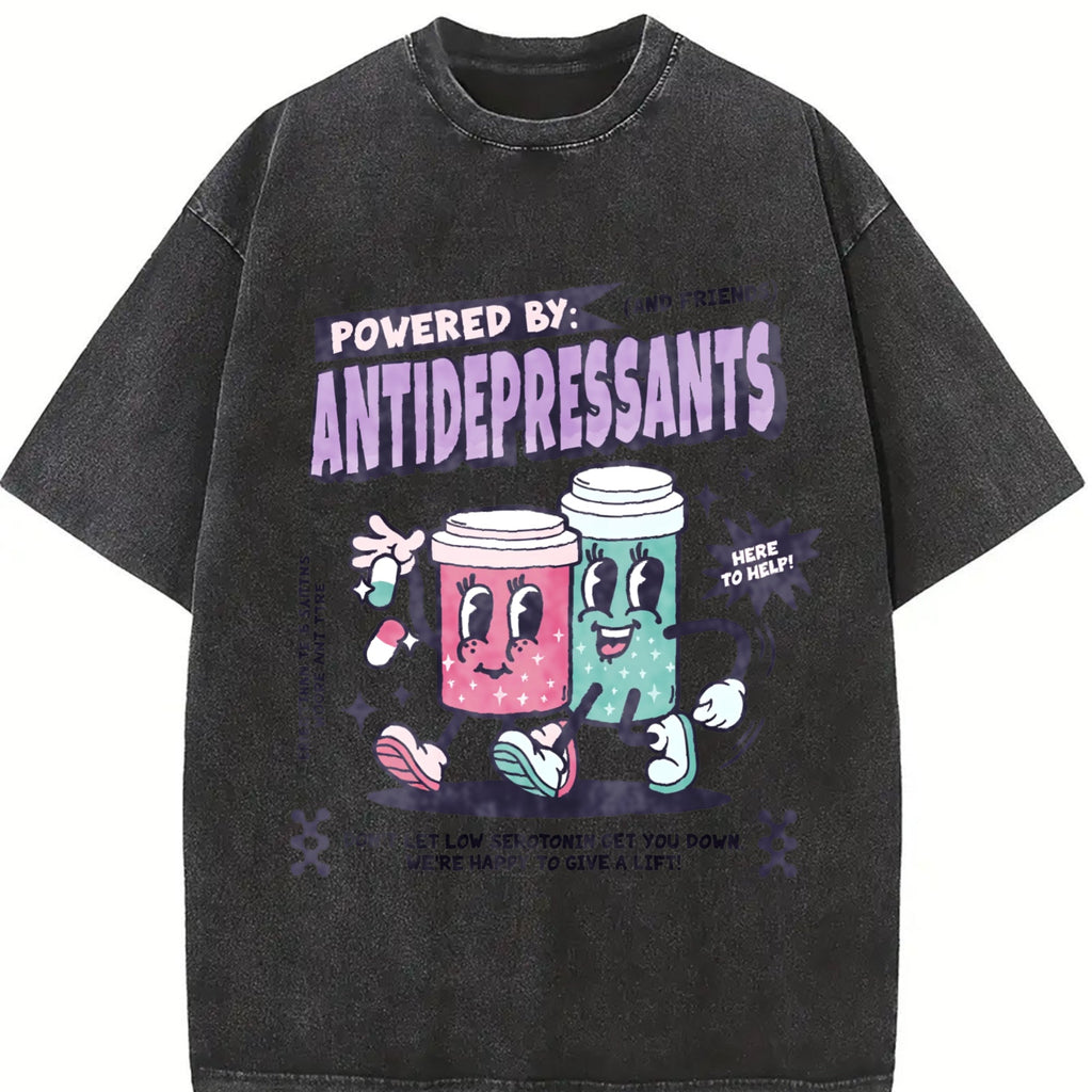 Powered By Antidepressants Vintage Washed T-Shirt product image 2