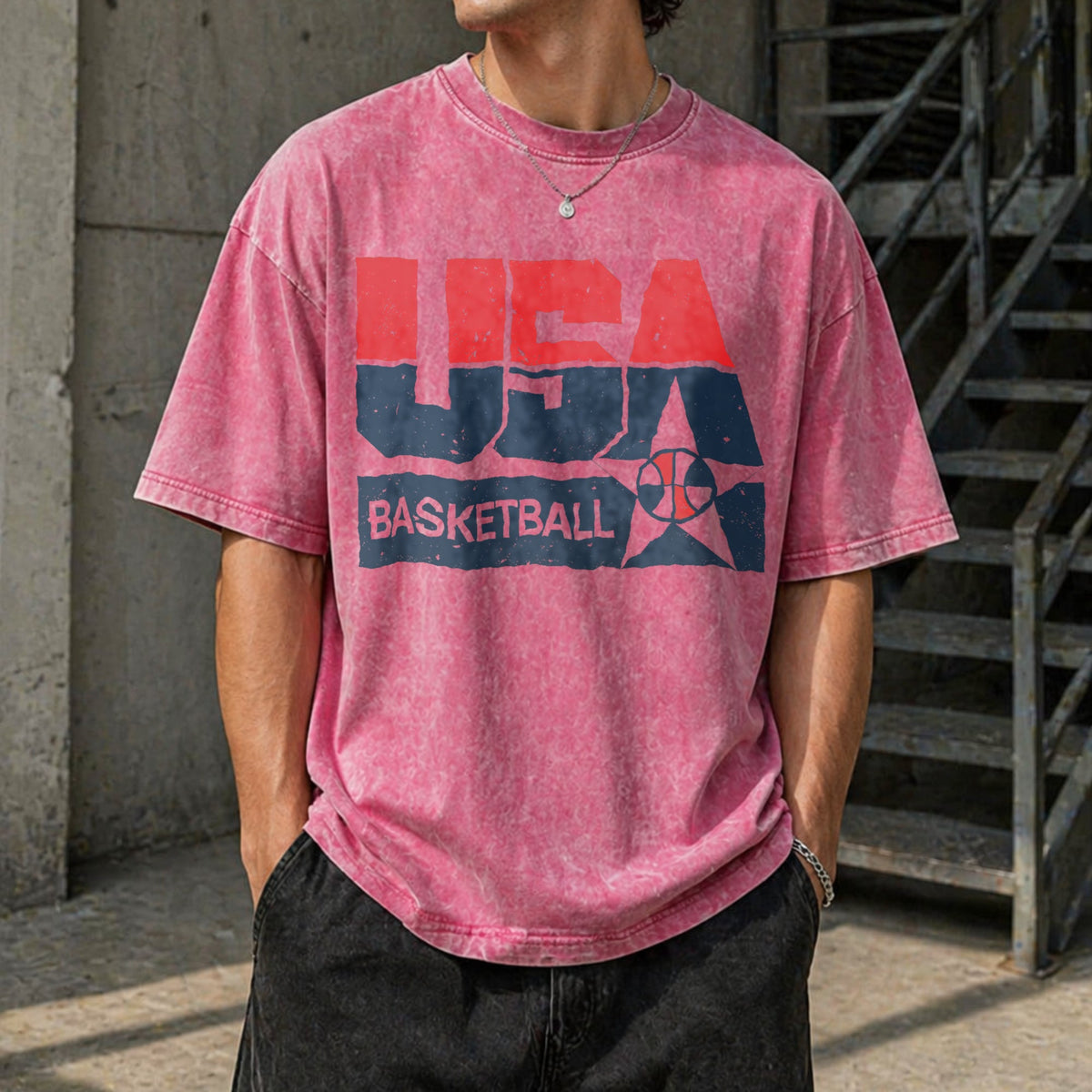 Summer USA Basketball Vintage Washed T-Shirt product image 7