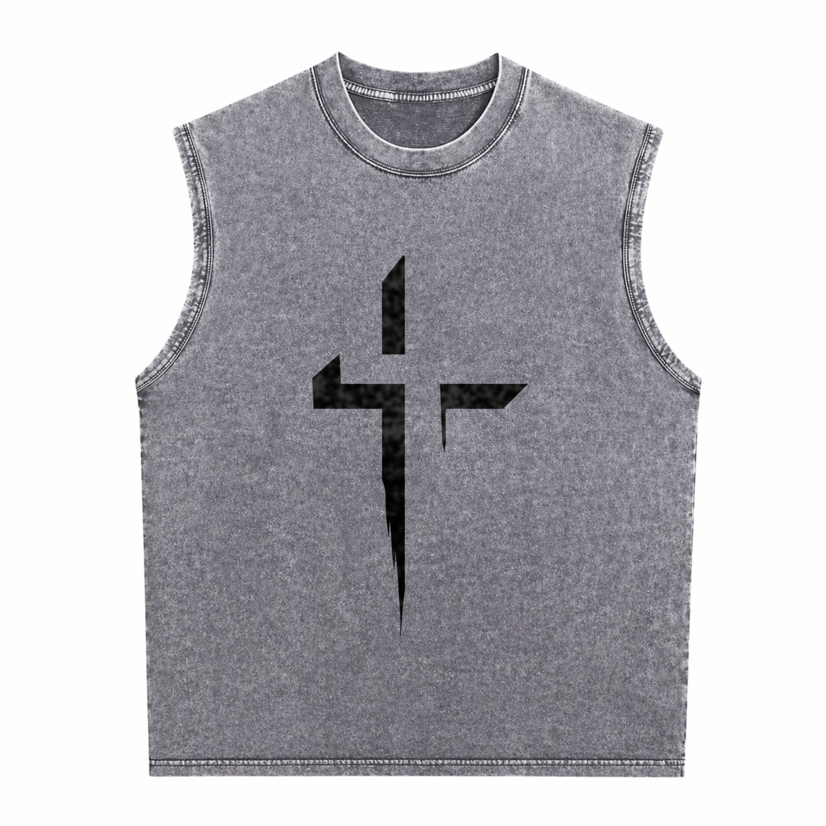 Patterned Cross Men's Washed Tank Top