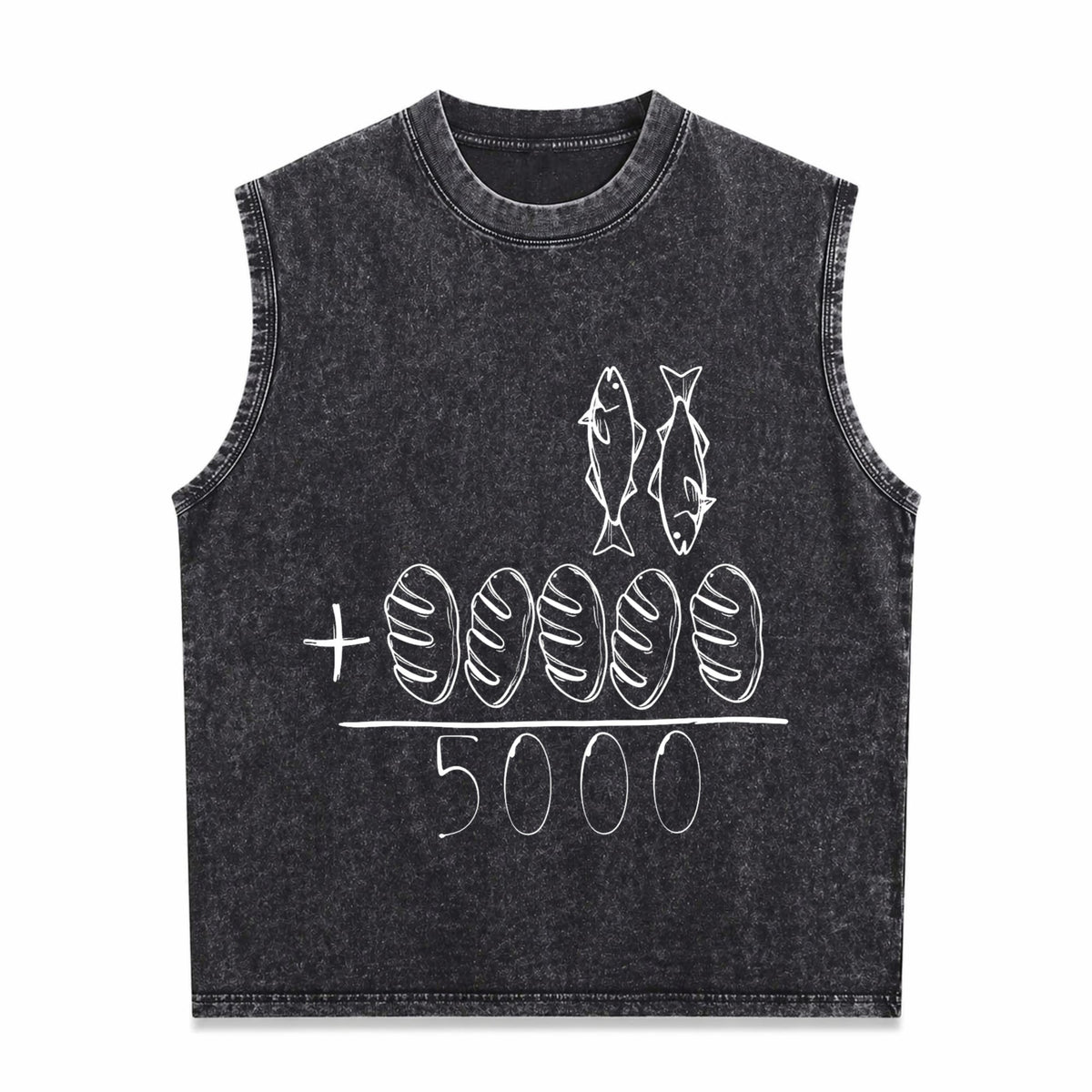 2 Fishes 5 Breads Jesus Feeds The 5000 Christian Bible Men's Washed Tank Top
