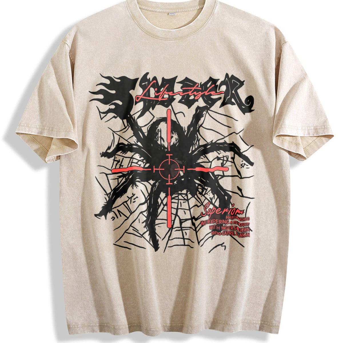 Spider With Black & Red Gothic Vintage Washed T-Shirt product image 1