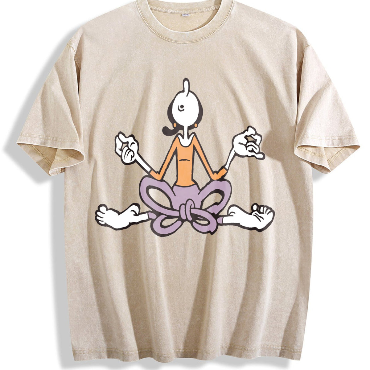 Cartoon Yoga Meditating Vintage Washed T-Shirt product image 1
